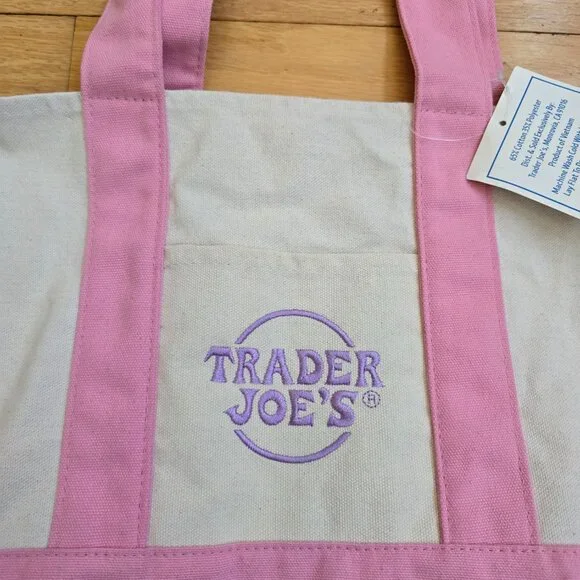 Trader Joes | whimsy pastel pink mini canvas tote bag - Picture 5 of 11